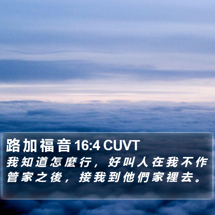 路 加 福 音 16:4 CUVT Bible Study