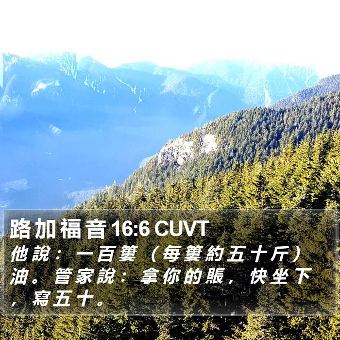 路 加 福 音 16:6 CUVT Bible Study