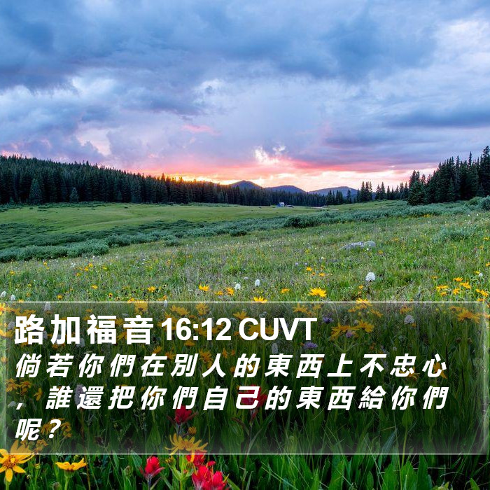 路 加 福 音 16:12 CUVT Bible Study