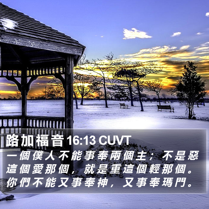 路 加 福 音 16:13 CUVT Bible Study