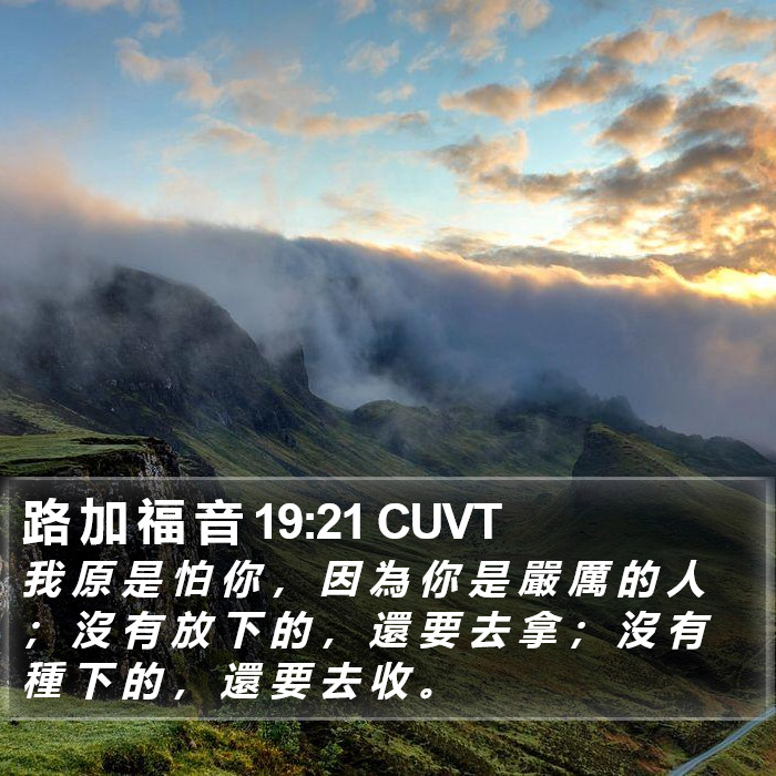 路 加 福 音 19:21 CUVT Bible Study