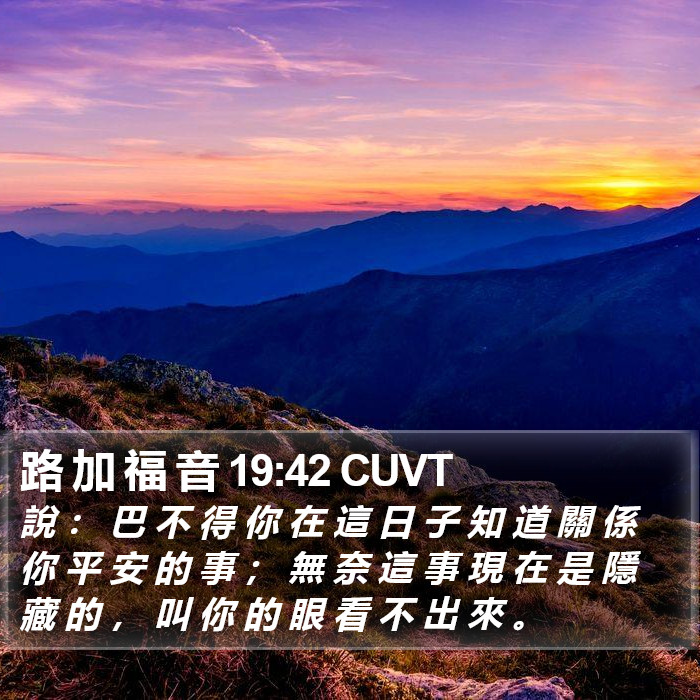 路 加 福 音 19:42 CUVT Bible Study