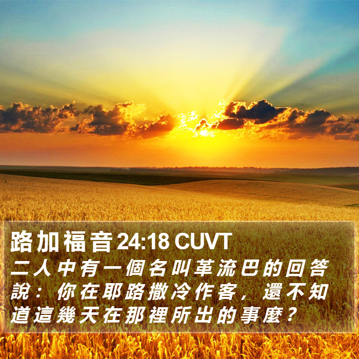 路 加 福 音 24:18 CUVT Bible Study