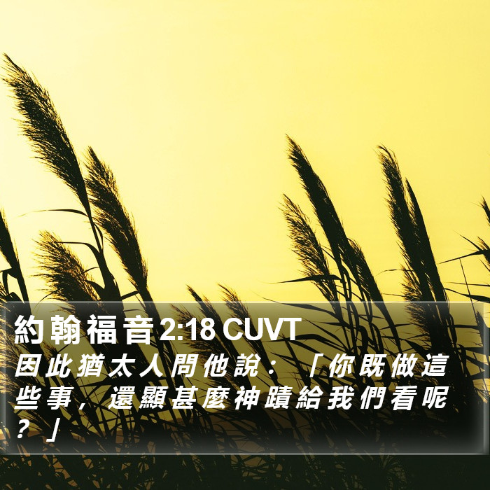 約 翰 福 音 2:18 CUVT Bible Study
