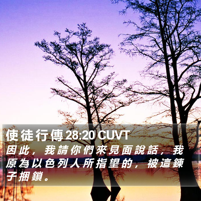 使 徒 行 傳 28:20 CUVT Bible Study