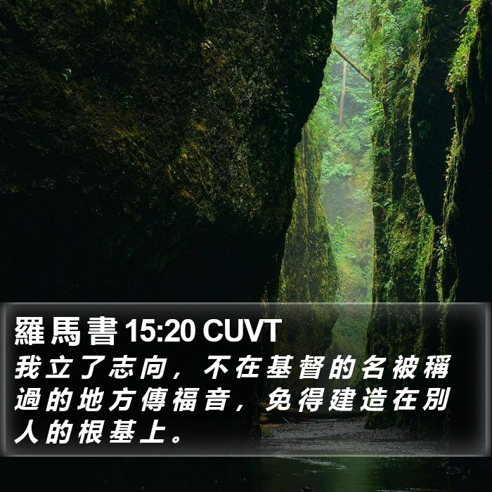 羅 馬 書 15:20 CUVT Bible Study