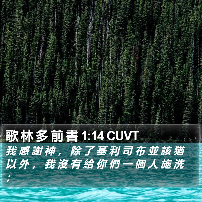 歌 林 多 前 書 1:14 CUVT Bible Study