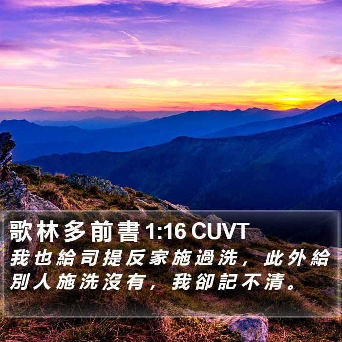 歌 林 多 前 書 1:16 CUVT Bible Study