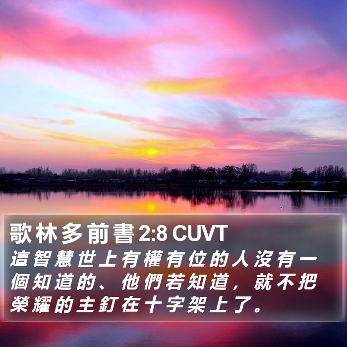 歌 林 多 前 書 2:8 CUVT Bible Study