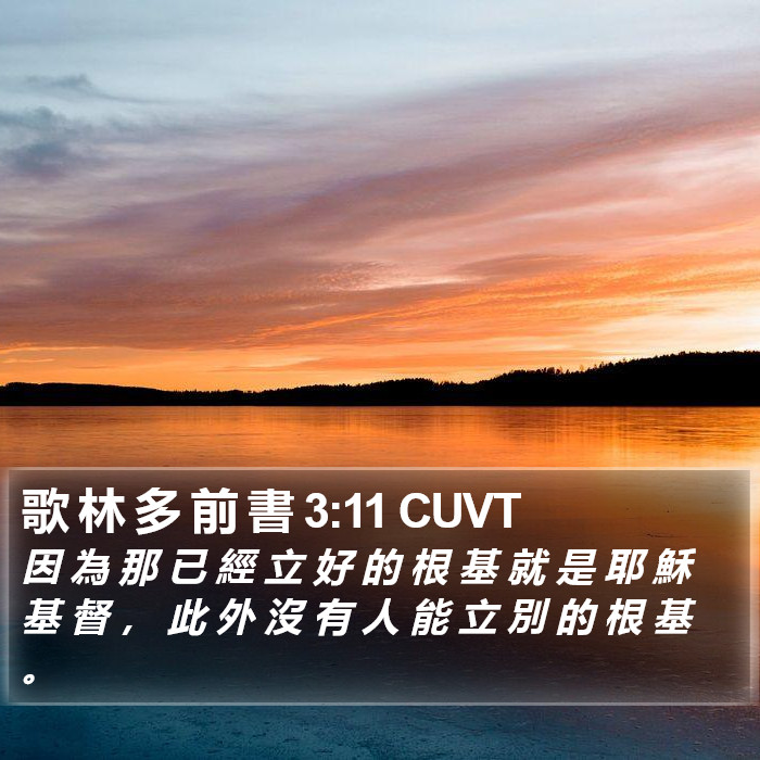 歌 林 多 前 書 3:11 CUVT Bible Study