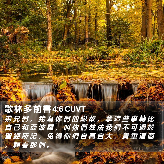 歌 林 多 前 書 4:6 CUVT Bible Study