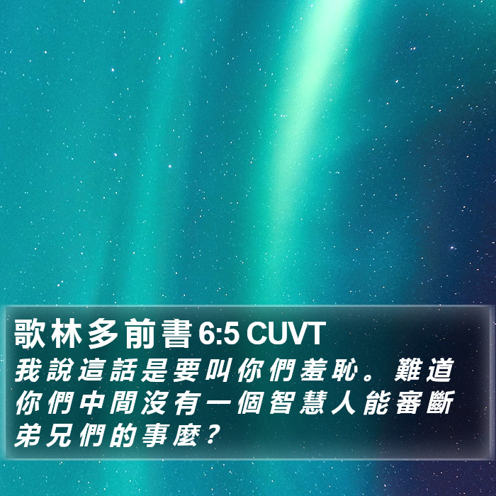 歌 林 多 前 書 6:5 CUVT Bible Study