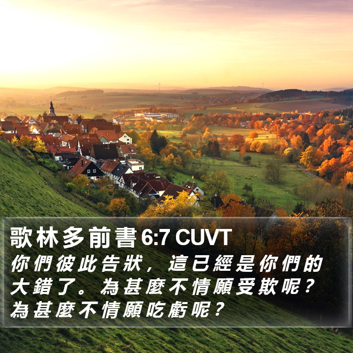 歌 林 多 前 書 6:7 CUVT Bible Study