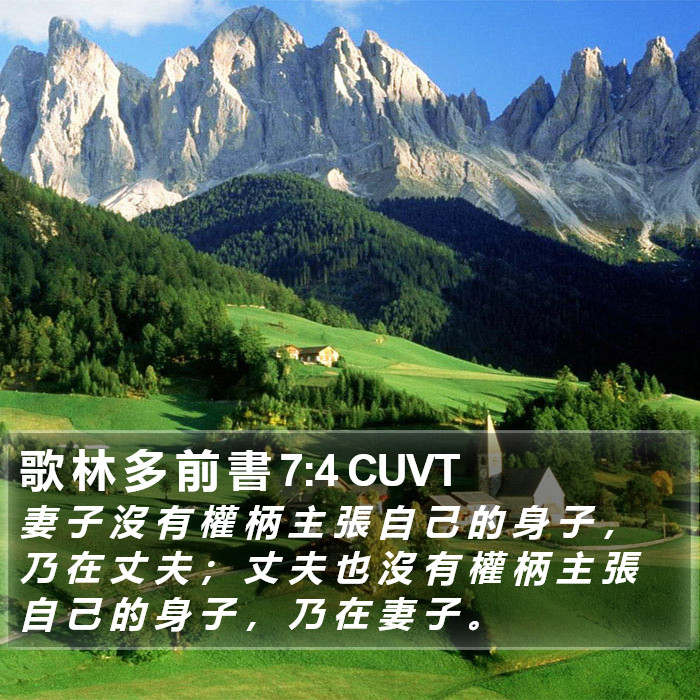 歌 林 多 前 書 7:4 CUVT Bible Study