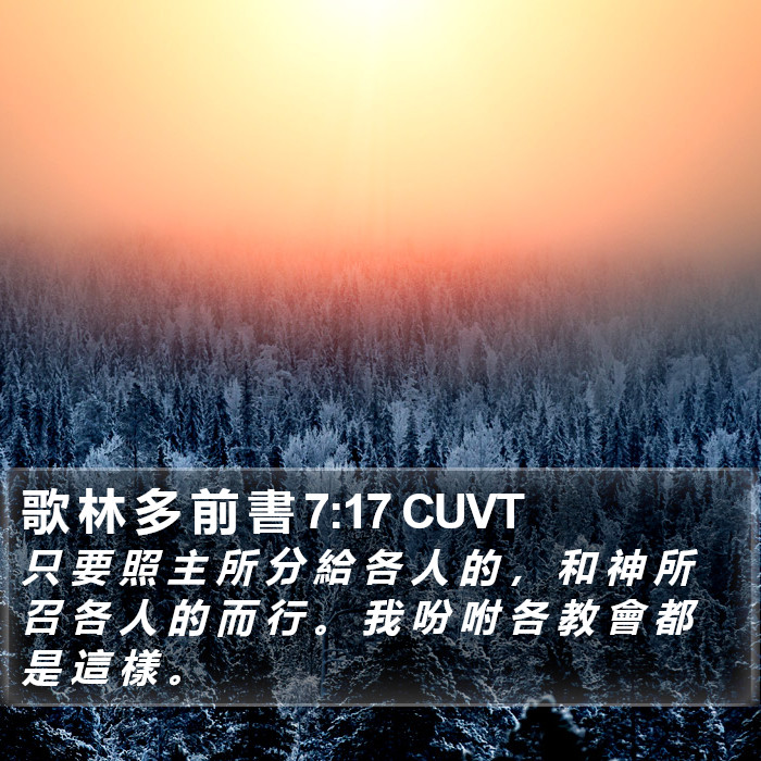 歌 林 多 前 書 7:17 CUVT Bible Study