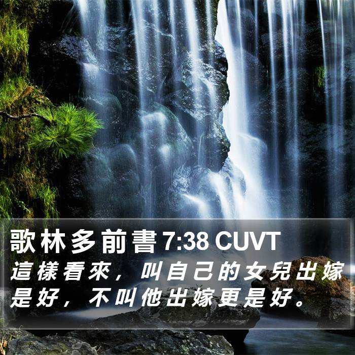歌 林 多 前 書 7:38 CUVT Bible Study