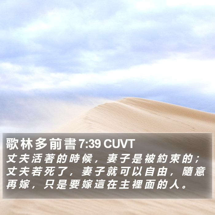歌 林 多 前 書 7:39 CUVT Bible Study