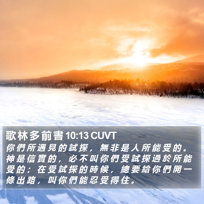歌 林 多 前 書 10:13 CUVT Bible Study