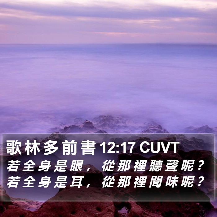 歌 林 多 前 書 12:17 CUVT Bible Study
