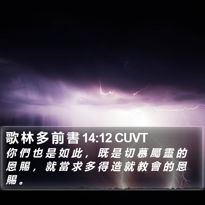 歌 林 多 前 書 14:12 CUVT Bible Study