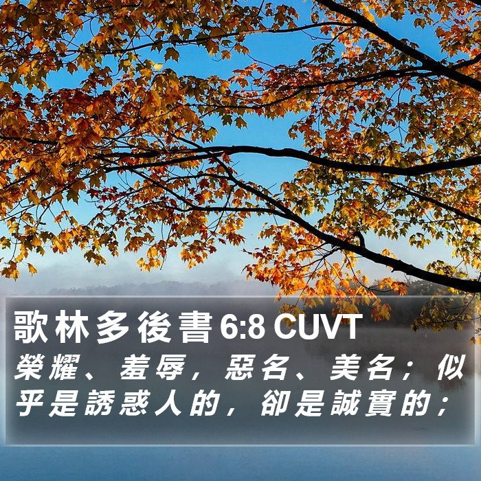 歌 林 多 後 書 6:8 CUVT Bible Study