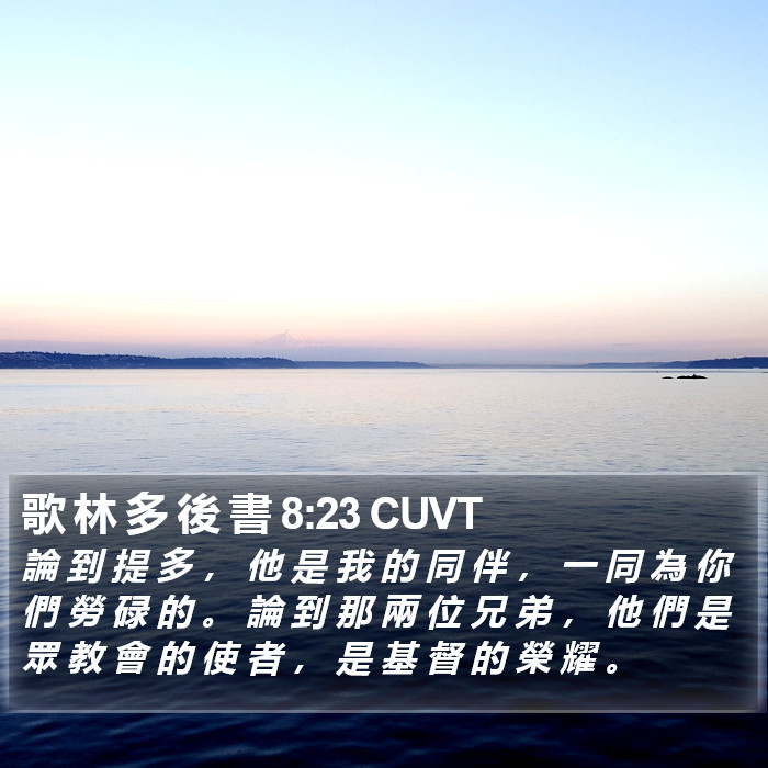 歌 林 多 後 書 8:23 CUVT Bible Study