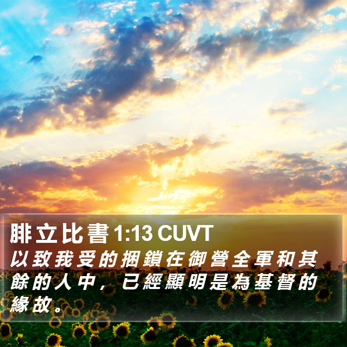 腓 立 比 書 1:13 CUVT Bible Study