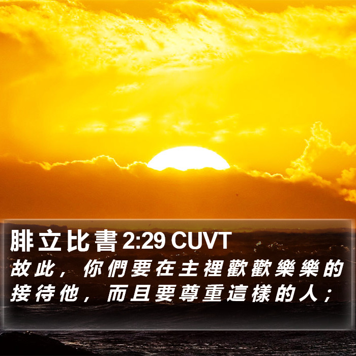 腓 立 比 書 2:29 CUVT Bible Study