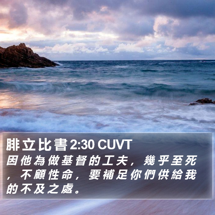 腓 立 比 書 2:30 CUVT Bible Study