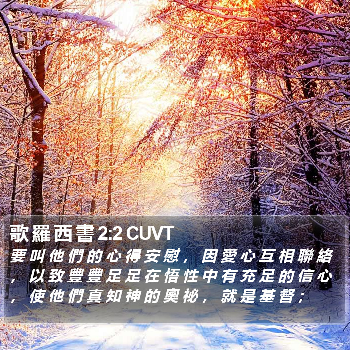 歌 羅 西 書 2:2 CUVT Bible Study
