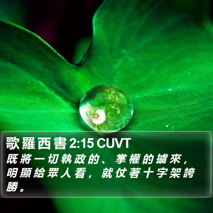 歌 羅 西 書 2:15 CUVT Bible Study