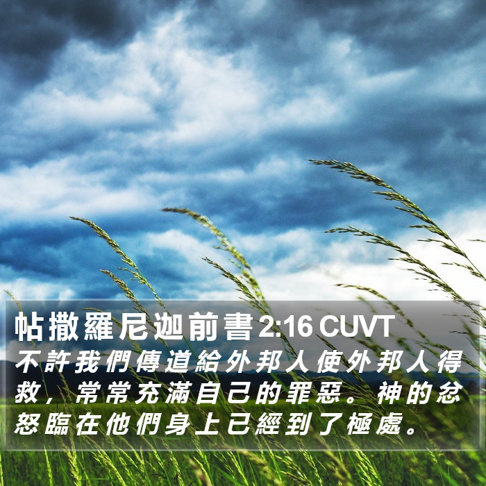 帖 撒 羅 尼 迦 前 書 2:16 CUVT Bible Study