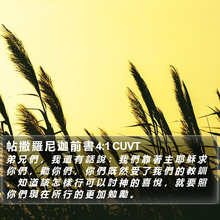 帖 撒 羅 尼 迦 前 書 4:1 CUVT Bible Study