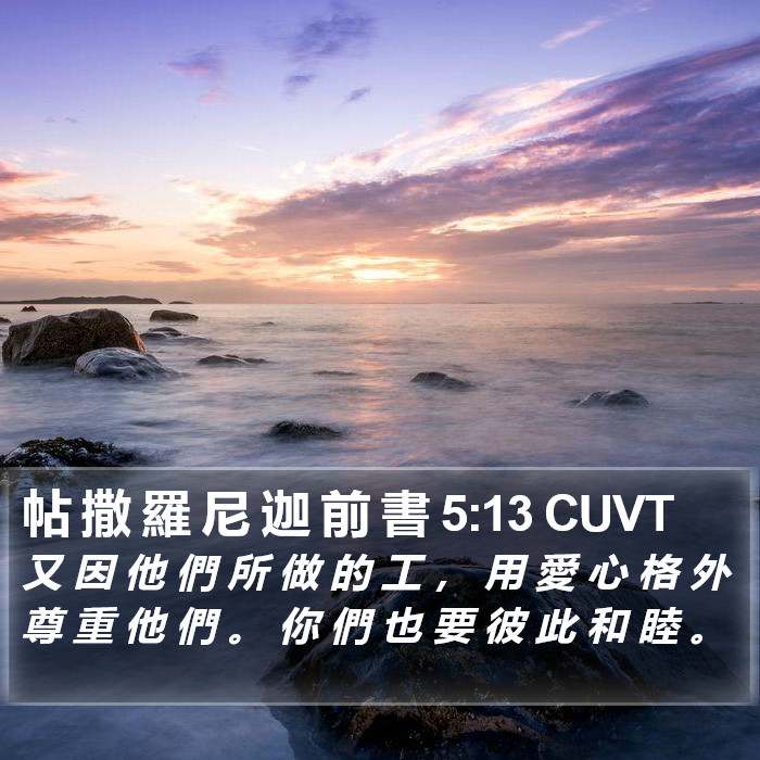 帖 撒 羅 尼 迦 前 書 5:13 CUVT Bible Study