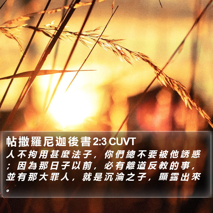 帖 撒 羅 尼 迦 後 書 2:3 CUVT Bible Study