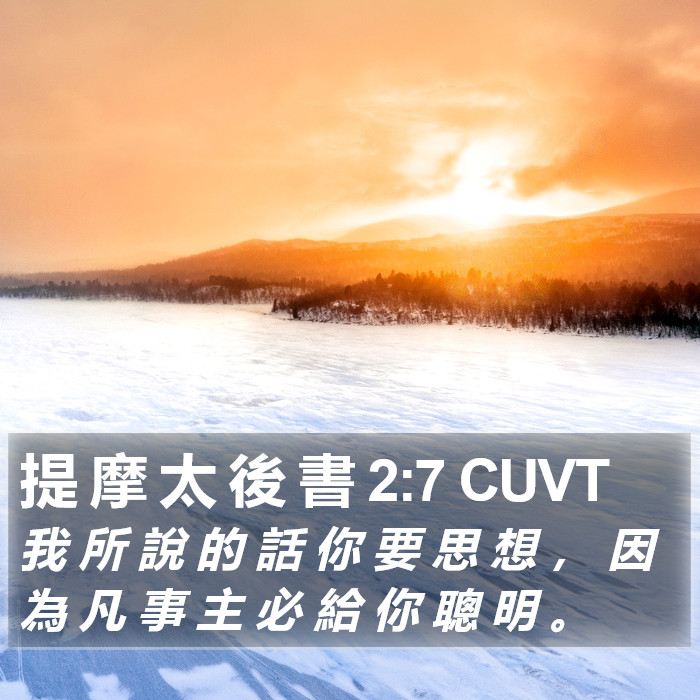 提 摩 太 後 書 2:7 CUVT Bible Study