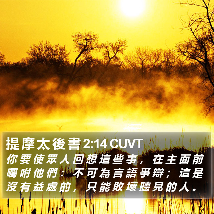 提 摩 太 後 書 2:14 CUVT Bible Study