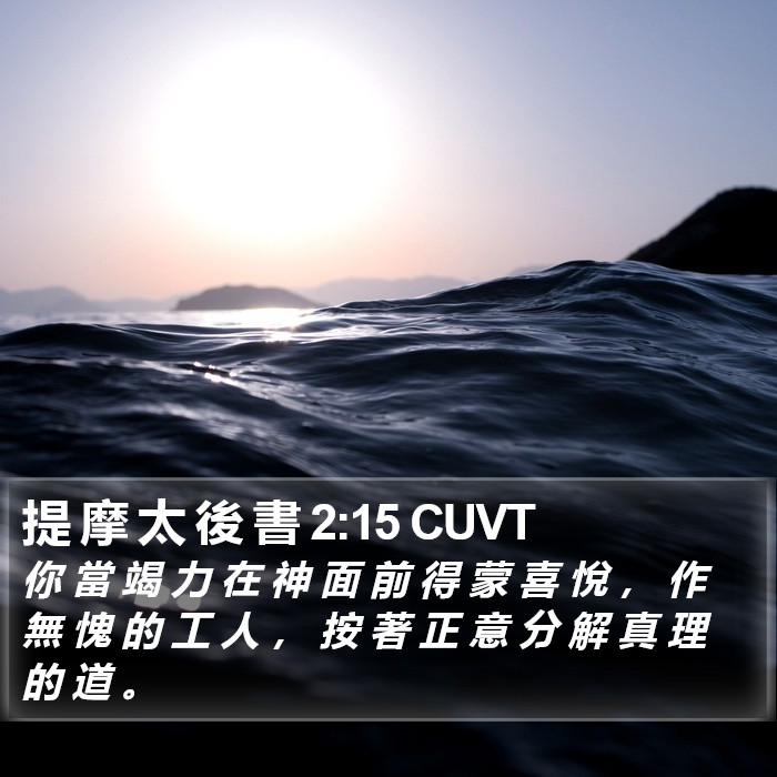 提 摩 太 後 書 2:15 CUVT Bible Study