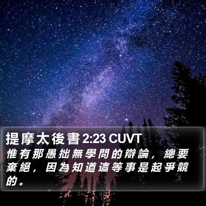 提 摩 太 後 書 2:23 CUVT Bible Study