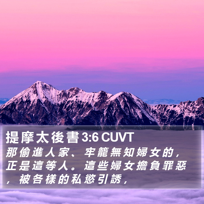 提 摩 太 後 書 3:6 CUVT Bible Study