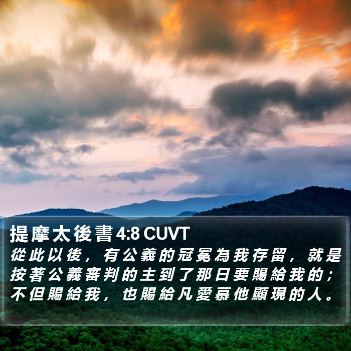 提 摩 太 後 書 4:8 CUVT Bible Study