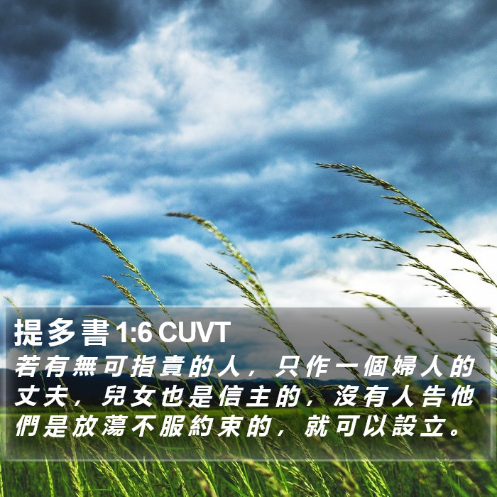 提 多 書 1:6 CUVT Bible Study