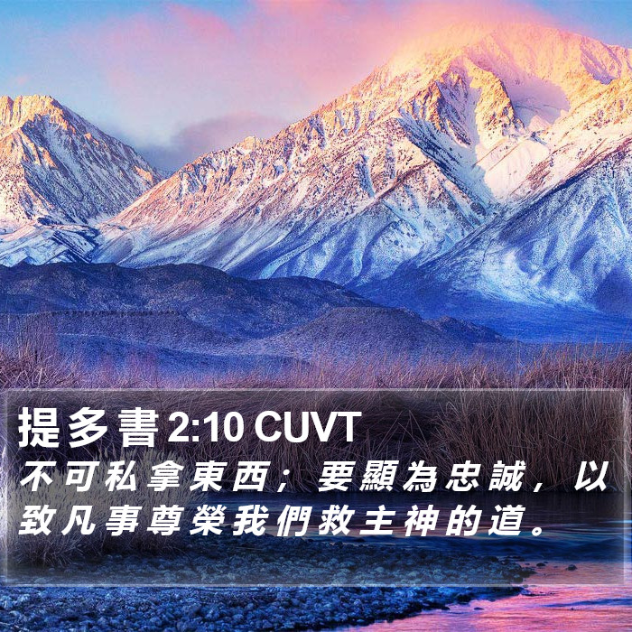 提 多 書 2:10 CUVT Bible Study