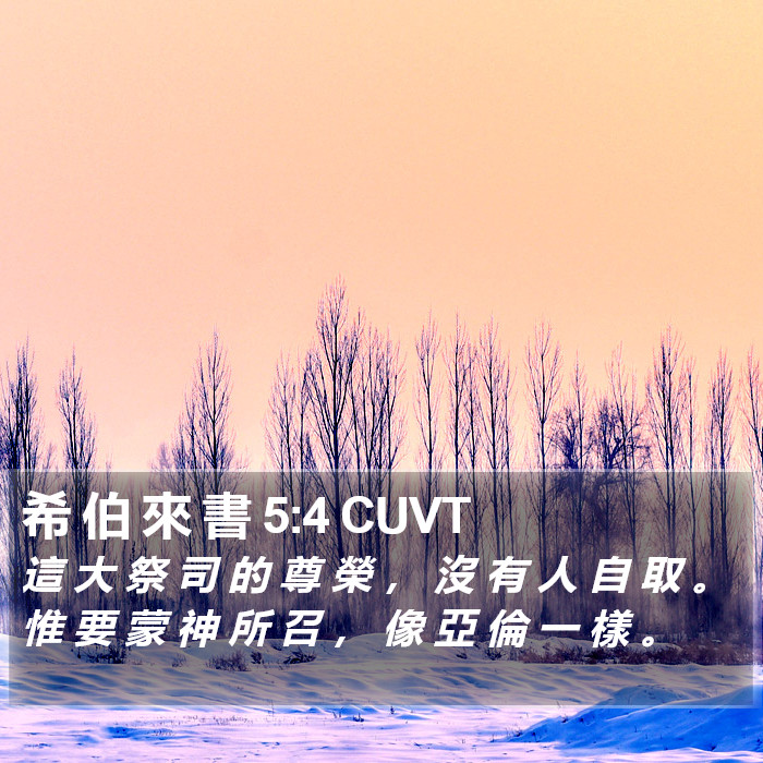 希 伯 來 書 5:4 CUVT Bible Study