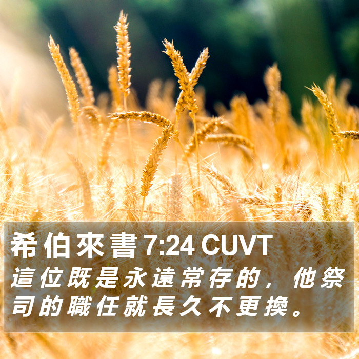 希 伯 來 書 7:24 CUVT Bible Study