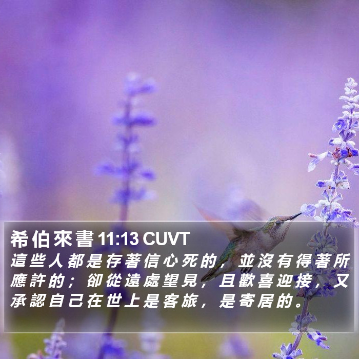 希 伯 來 書 11:13 CUVT Bible Study