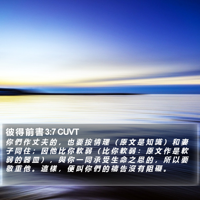 彼 得 前 書 3:7 CUVT Bible Study