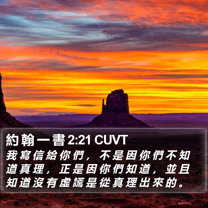 約 翰 一 書 2:21 CUVT Bible Study